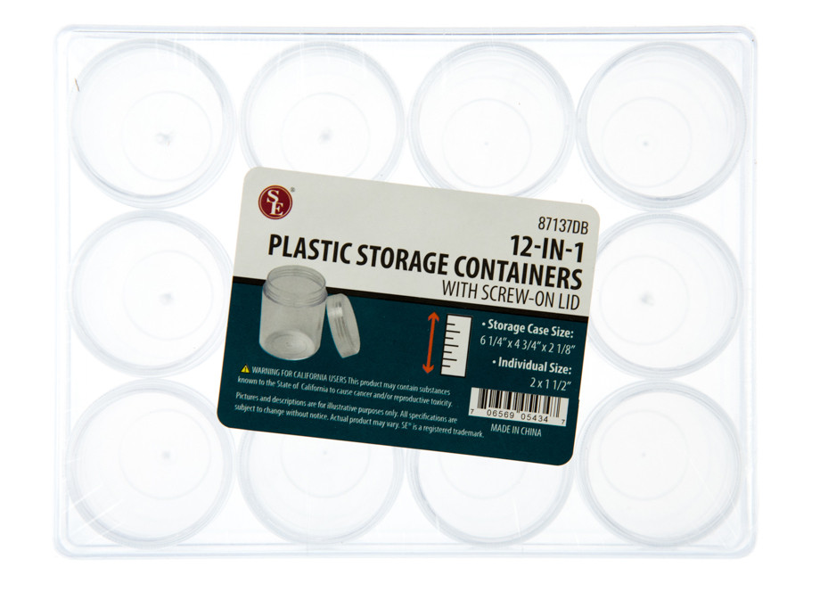 12-in-1 Plastic Screw-Top Storage Containers Set