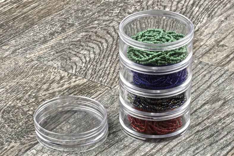 4-Piece Stackable Round Plastic Storage Containers with Screw-On Lids