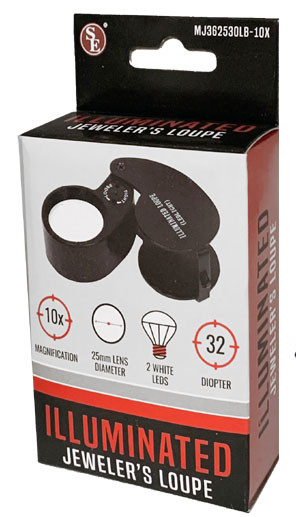 10x Illuminated Jeweler’s Loupe – 25mm Lens with Dual LED