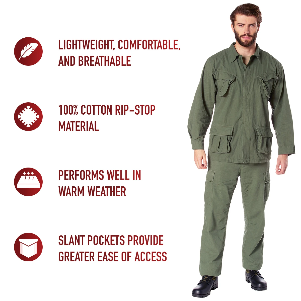Rothco Vintage Vietnam Fatigue R/S Shirt OD