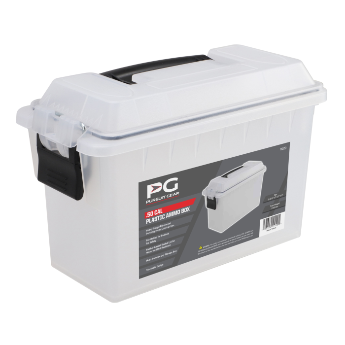 Pursuit Gear Plastic 50 cal Ammo Box Clear