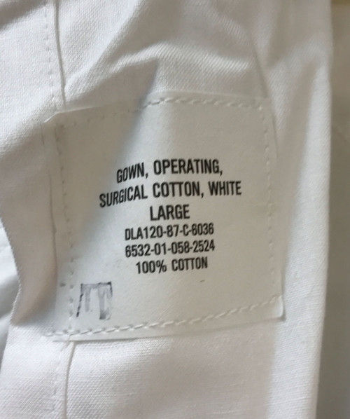 Military Issue White Cotton Surgical Operating Gown Large - Army