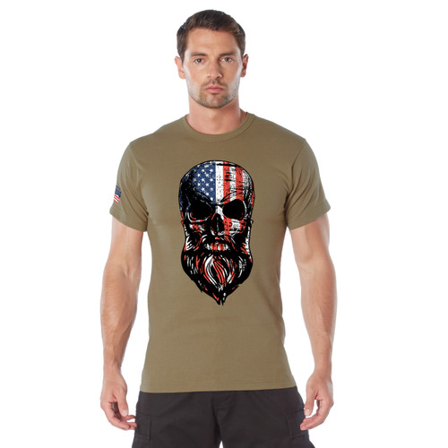 Rothco US Flag Bearded Skull T-Shirt Coyote Rothco US Flag Bearded Skull T-Shirt Coyote