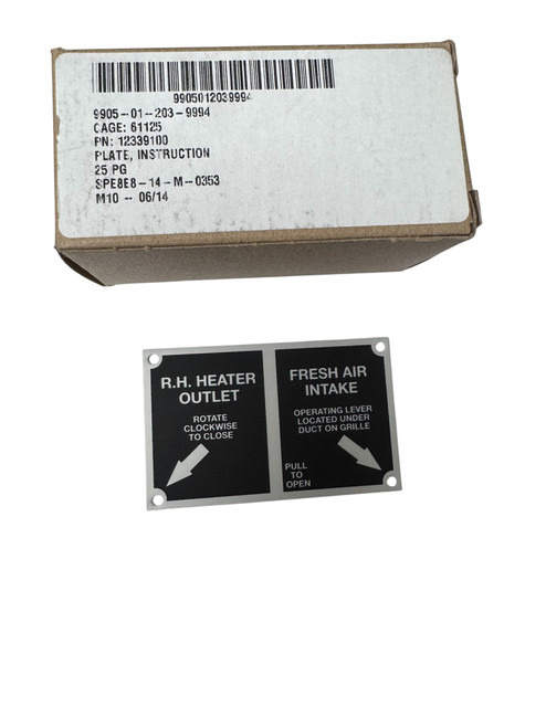 Genuine Military Issue M998 HEATER AIR CONTROL INSTRUCTION 