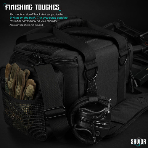 Savior Specialist Range Bag with 3 Pistol Sleeves Obsidian Black