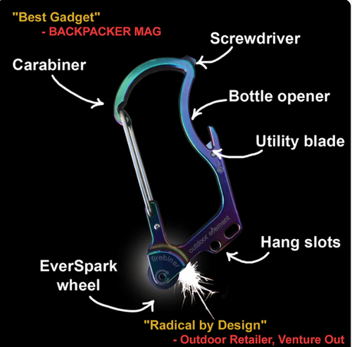 Firebiner: Fire starting Multitool Carabiner Black