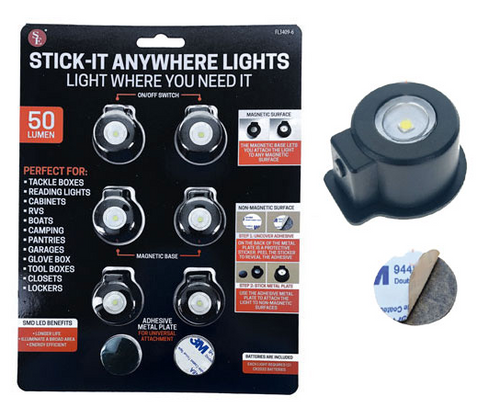 Stick-It Anywhere LED Lights 6 pack 50 lumens