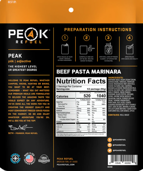 Peak Refuel Beef Pasta Marinara