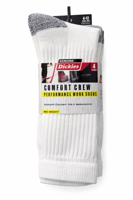 Dickies Comfort Crew Performance Work Socks 4 Pair