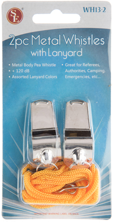 Metal Whistle with Lanyard 2 Pack