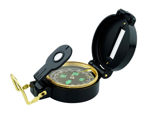 Lensatic Compass Black Plastic