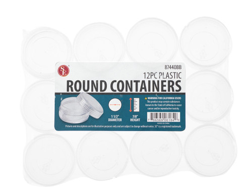 12-Piece Clear Round Plastic Storage Containers with Screw-On Lids