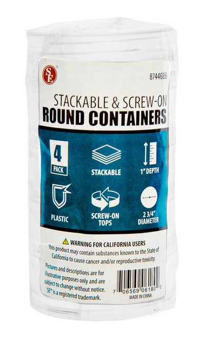 4-Piece Stackable Round Plastic Storage Containers with Screw-On Lids