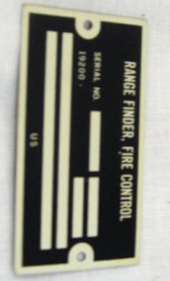 Range Finder, Fire Control Data Plate