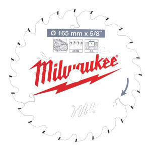 Milwaukee Circular Saw Blade 165mm x 15.87mm x 24T | Buy Online at Munsterauto.ie Milwaukee Circular Saw Blade 165mm x 15.87mm x 24T | Buy Online at Munsterauto.ie