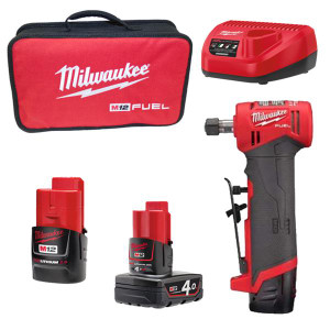 Milwaukee M12FDGA-422B 12V FUEL Angled Die Grinder 2.0Ah + 4.0Ah | Buy Online at Munsterauto.ie Milwaukee M12FDGA-422B 12V FUEL Angled Die Grinder 2.0Ah + 4.0Ah | Buy Online at Munsterauto.ie