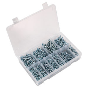 Zinc Plated Self-Tapping Pan Head Pozi Screw Assortment 700pc - DIN 7981CZ Zinc Plated Self-Tapping Pan Head Pozi Screw Assortment 700pc - DIN 7981CZ
