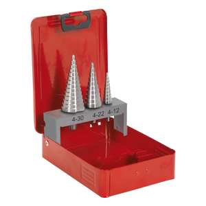 Double Flute HSS M2 Step Drill Bit Set 3pc Double Flute HSS M2 Step Drill Bit Set 3pc
