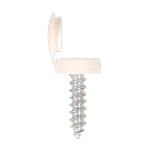 Numberplate Screw with Flip Cap 4.2 x 19mm, White - Pack of 50 Numberplate Screw with Flip Cap 4.2 x 19mm, White - Pack of 50