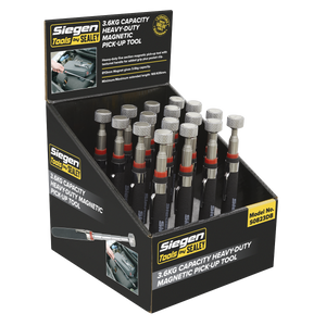 Siegen Heavy-Duty Magnetic Pick-Up Tool 3.6kg Capacity - Display Box of 16 Siegen Heavy-Duty Magnetic Pick-Up Tool 3.6kg Capacity - Display Box of 16