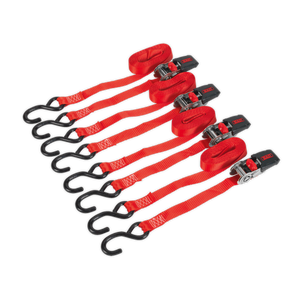 Ratchet Strap Polyester Webbing with S-Hooks 25mm x 4m 800kg Breaking Strength - 2 Pairs Ratchet Strap Polyester Webbing with S-Hooks 25mm x 4m 800kg Breaking Strength - 2 Pairs