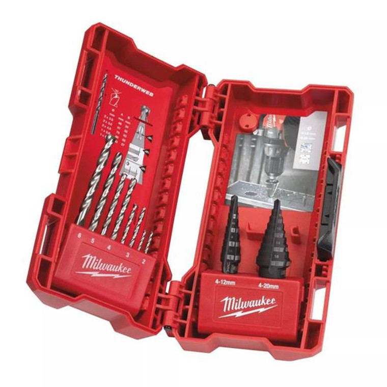 Milwaukee Step & Drill Bit 10 Pc Combo Set 4-12mm, 4-20mm | Buy Online at Munsterauto.ie