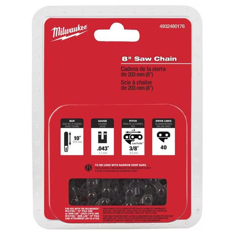 Milwaukee 4932480176 Saw Chain 3/8 LP X 203 X 1.1 | Buy Online at Munsterauto.ie