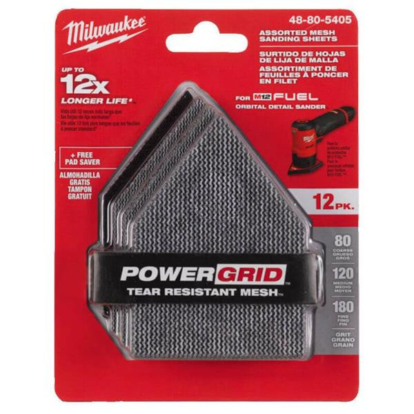 Milwaukee 48805405 Mesh Sanding Sheets 67 x 92 mm 12 pcs | Buy Online at Munsterauto.ie