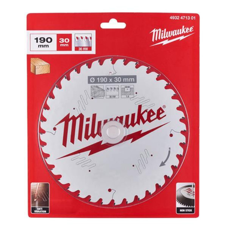 Milwaukee 4932471301 Circular Saw Blade 190mm x 30mm x 36T | Buy Online at Munsterauto.ie