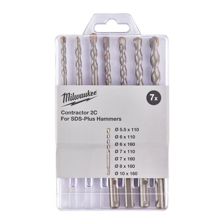 MILWAUKEE 7 Piece Contractor 2C SDS Plus Hammer Drill Bit Set | Buy Online at Munsterauto.ie
