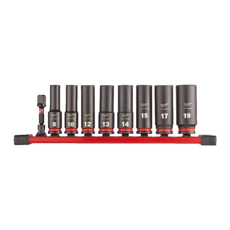 MILWAUKEE 4932480455 3/8" Shockwave Socket Rail Set (9-piece) | Buy Online at Munsterauto.ie