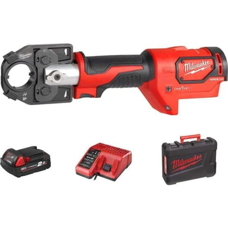 Milwaukee M18HCCT-201C Hydraulic Cable Crimper 53 kN 1x2.0Ah | Buy Online at Munsterauto.ie