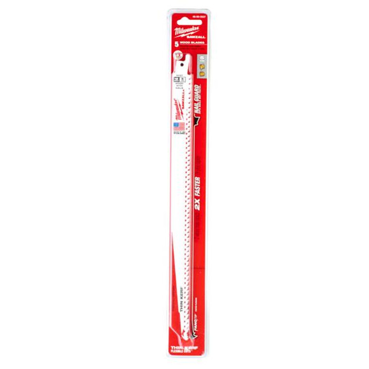 MILWAUKEE 48005037 300mm x 5tpi Wood with Nails Sawzall Blades 5pc | Buy Online at Munsterauto.ie
