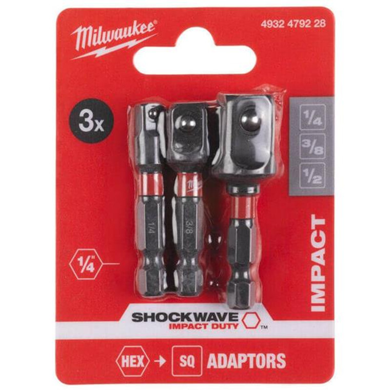 MILWAUKEE 4932479228 3 Piece ShockWave Impact Duty Adaptor Set | Buy Online at Munsterauto.ie