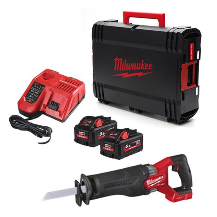 MILWAUKEE M18ONEFSZ-552X FUEL ONE-KEY Sawzall Kit 2x5.5Ah 2pc | Buy Online at Munsterauto.ie