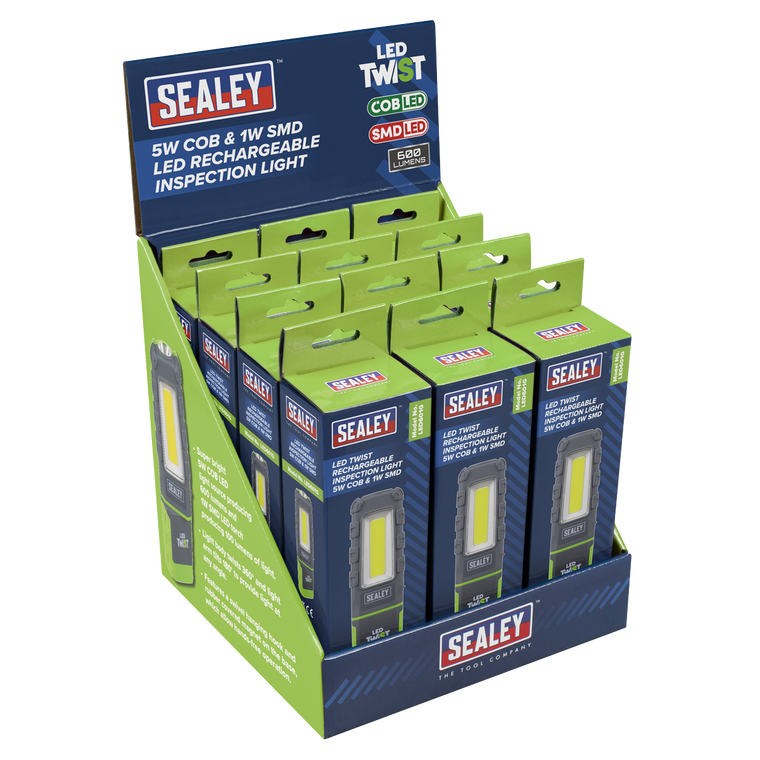 LED Twist Rechargeable Inspection Light, Green - Box of 12