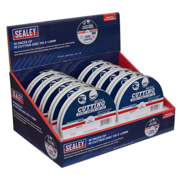 115 x 1.2mm Cutting Discs, Packs of 10 - Display Box 10