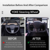 HANSSHOW Model 3/Y Alcantara Black Yoke Steering Wheel Ellipse Style with Heating Function Image 5