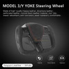 HANSSHOW Model 3/Y Alcantara Black Yoke Steering Wheel Ellipse Style with Heating Function Image 6