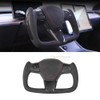 HANSSHOW Model 3/Y Alcantara Black Yoke Steering Wheel Ellipse Style with Heating Function Image 2