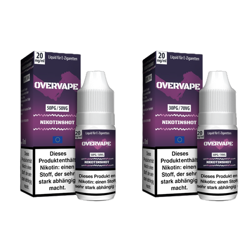 Overvape 10 ml Nikotin Shot 20 mg 50/50 oder 70/30 Nikotinshot kaufen bei Vape-Bar.de