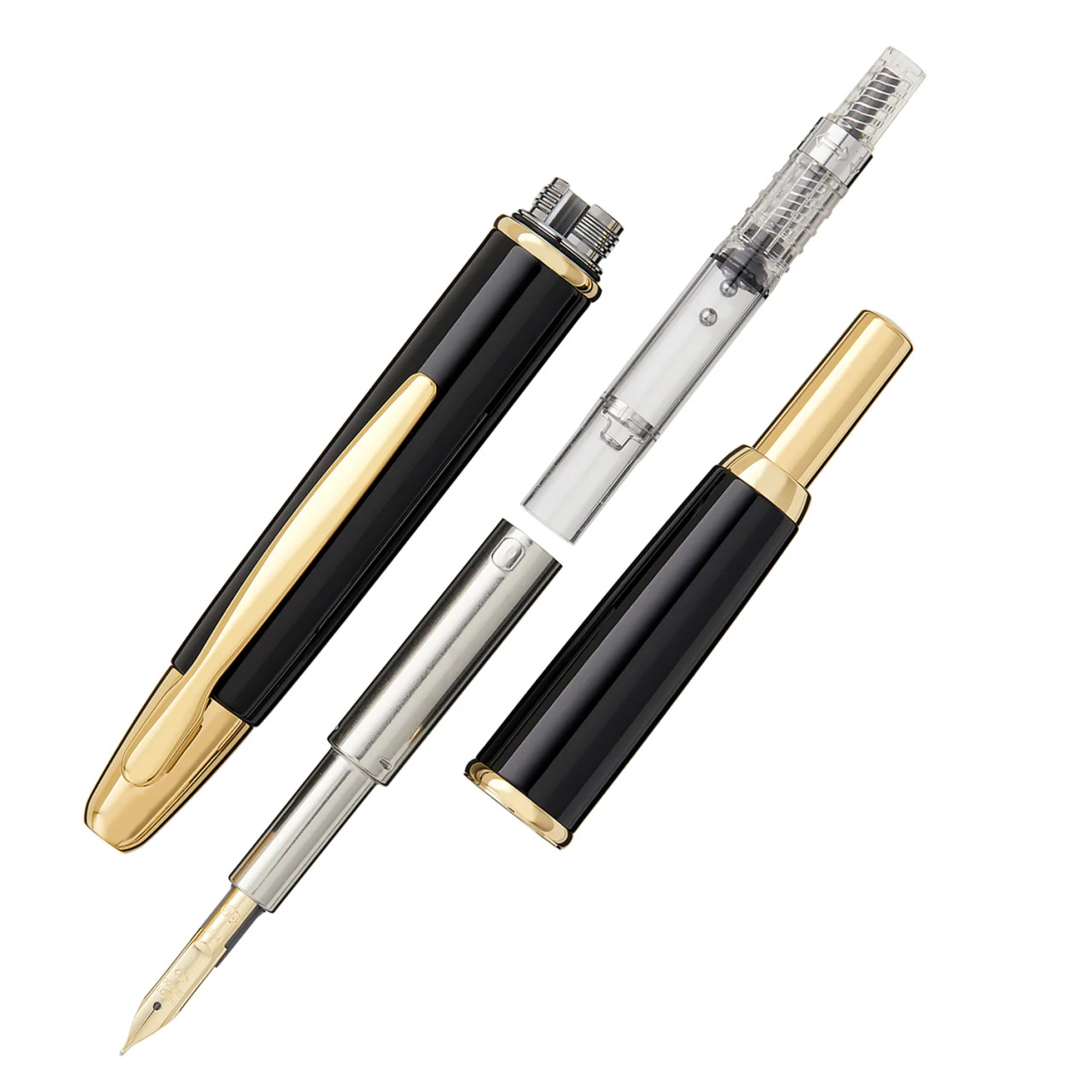Namiki Pilot Vanishing Point Black / Gold Fountain Pen - 18k Gold Nib