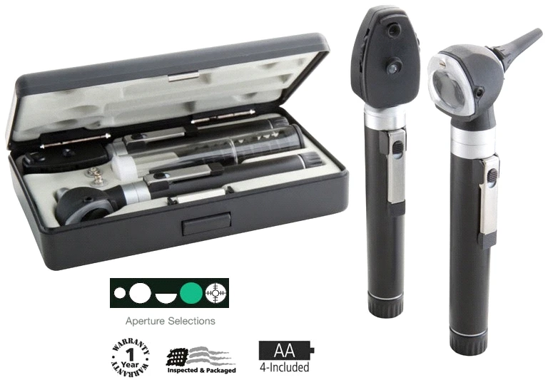 ADC 5110N Dual Handle Pocket Otoscope Ophthalmoscope Set w/ Case