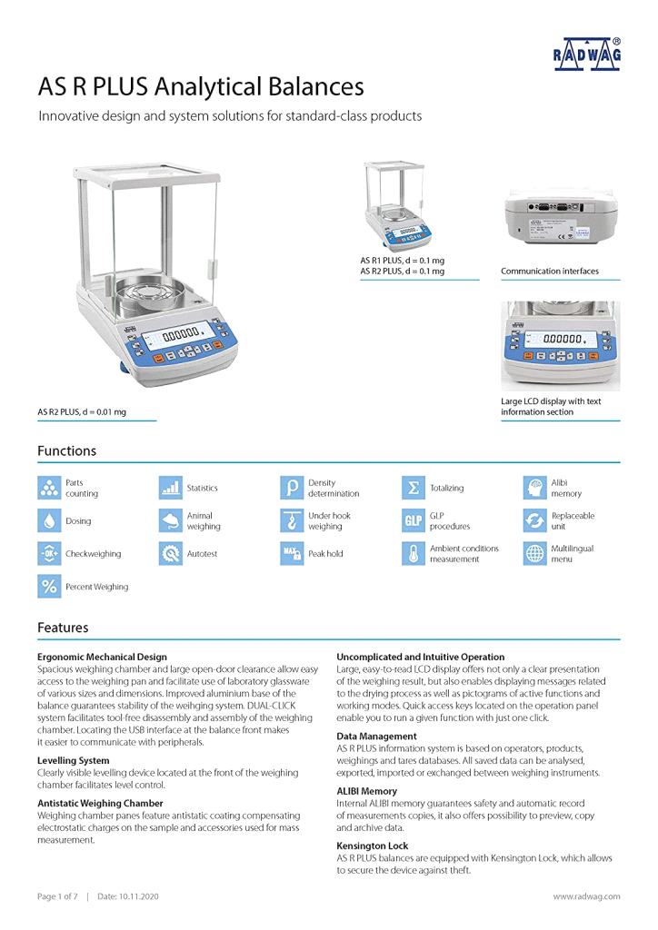 Radwag AS 220.R2 Plus Analytical Balance