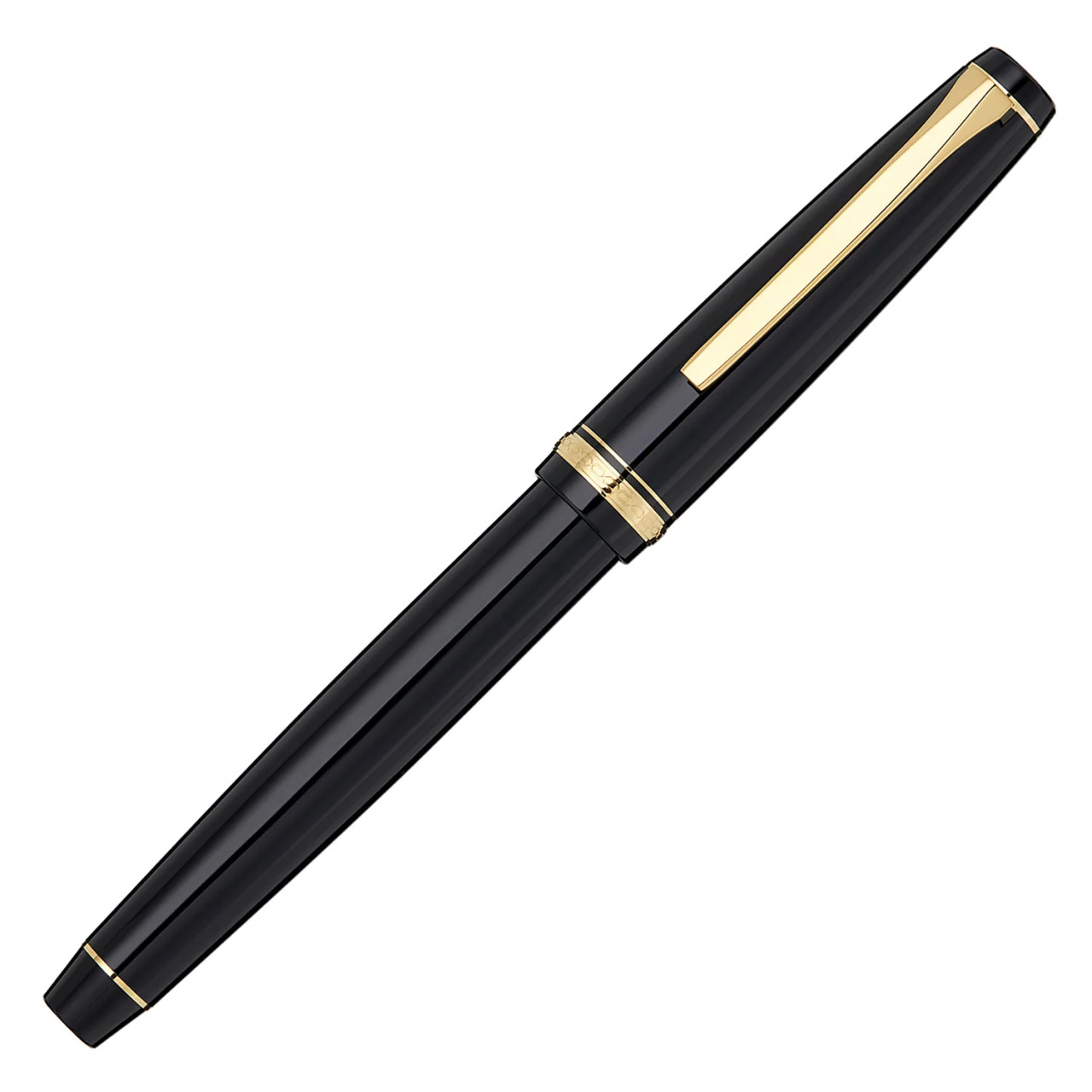 Namiki Pilot Falcon Black / Gold Fountain Pen - 14k Gold Soft Nib