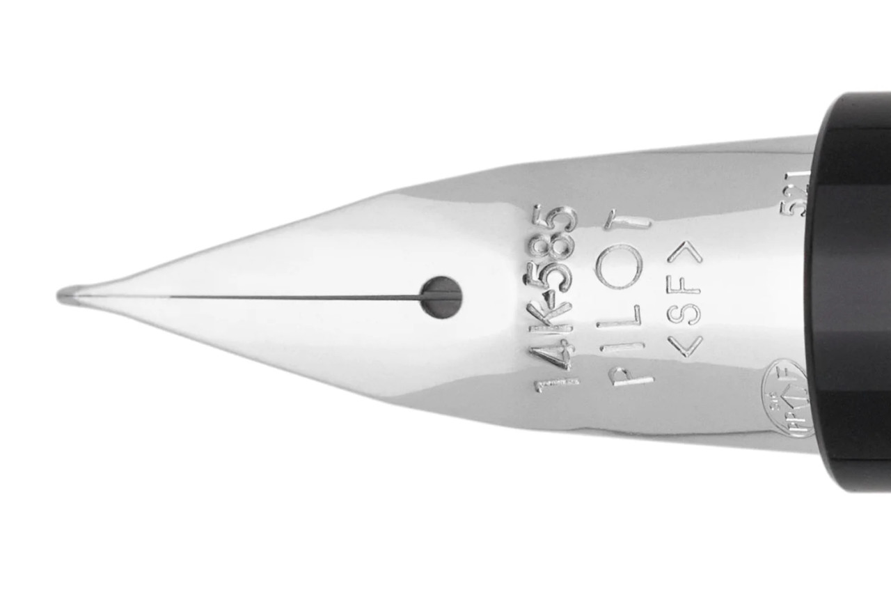 Namiki Pilot Falcon Black / Rhodium Fountain Pen - Rhodium Plated