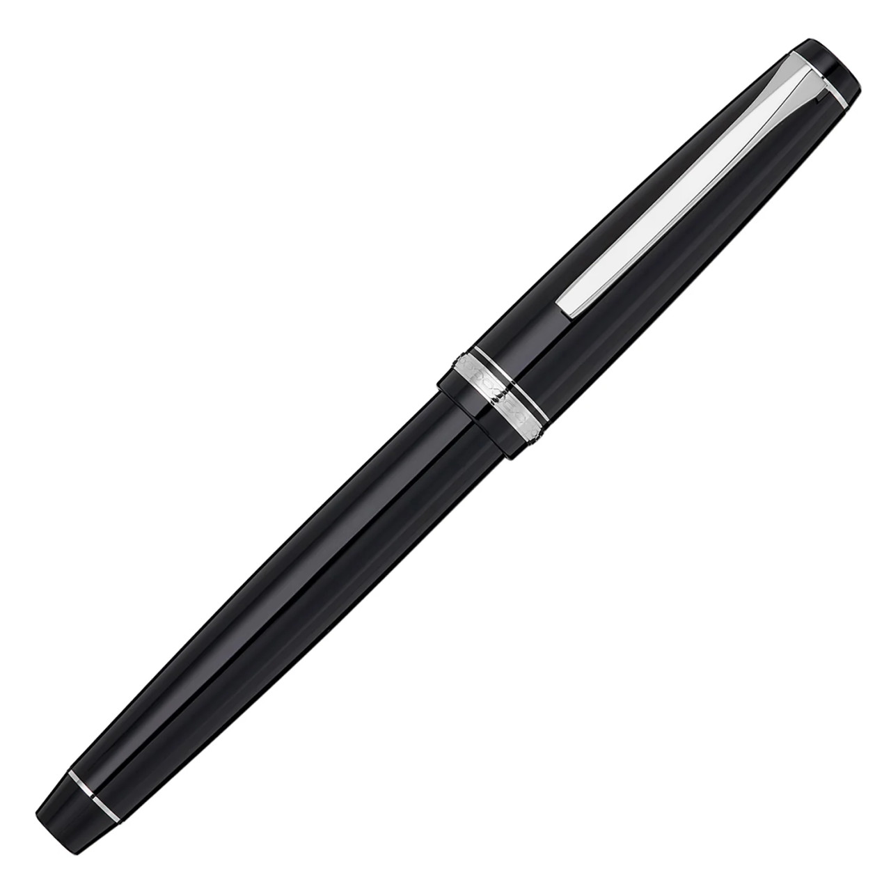 Namiki Pilot Falcon Black / Rhodium Fountain Pen - Rhodium Plated
