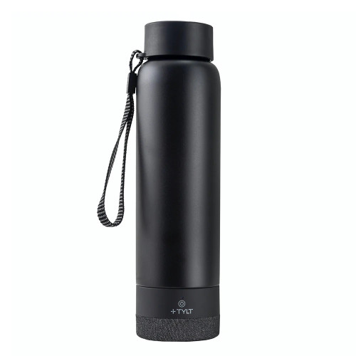 Tylt Speaker Bottle 2.0 Black 24 Oz Stainless Steel Bluetooth Insulated Water Bottle