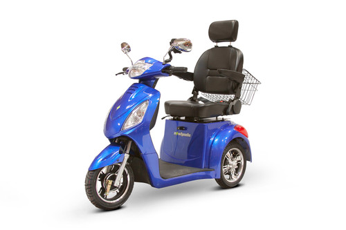 eWheels EW-36 S Elite 3-Wheel 350lbs. Wt. Capacity Scooter with Electromagnetic Brakes High Speed of 15mph- Blue