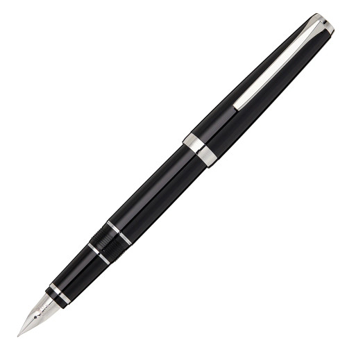 Namiki Pilot Metal Falcon Black Fountain Pen - Soft Rhodium Plated 14k